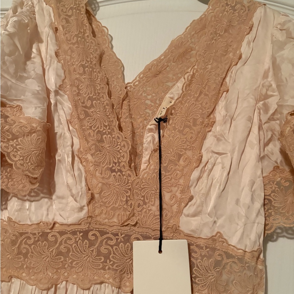 Spell Cream Maxi Dress with Beige Lace Trim - Picture 9 of 10